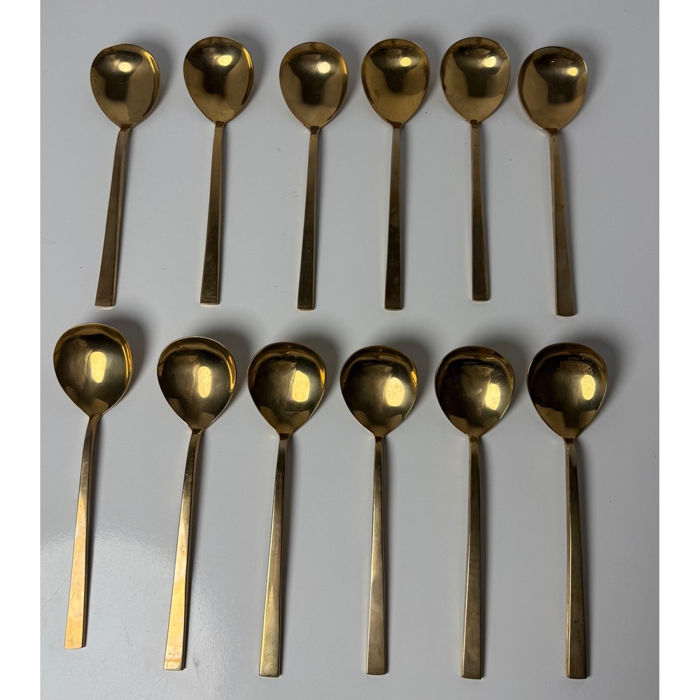 Mid Century Thailand Nickel Bronze / Brass Cutlery Canteen Spoons